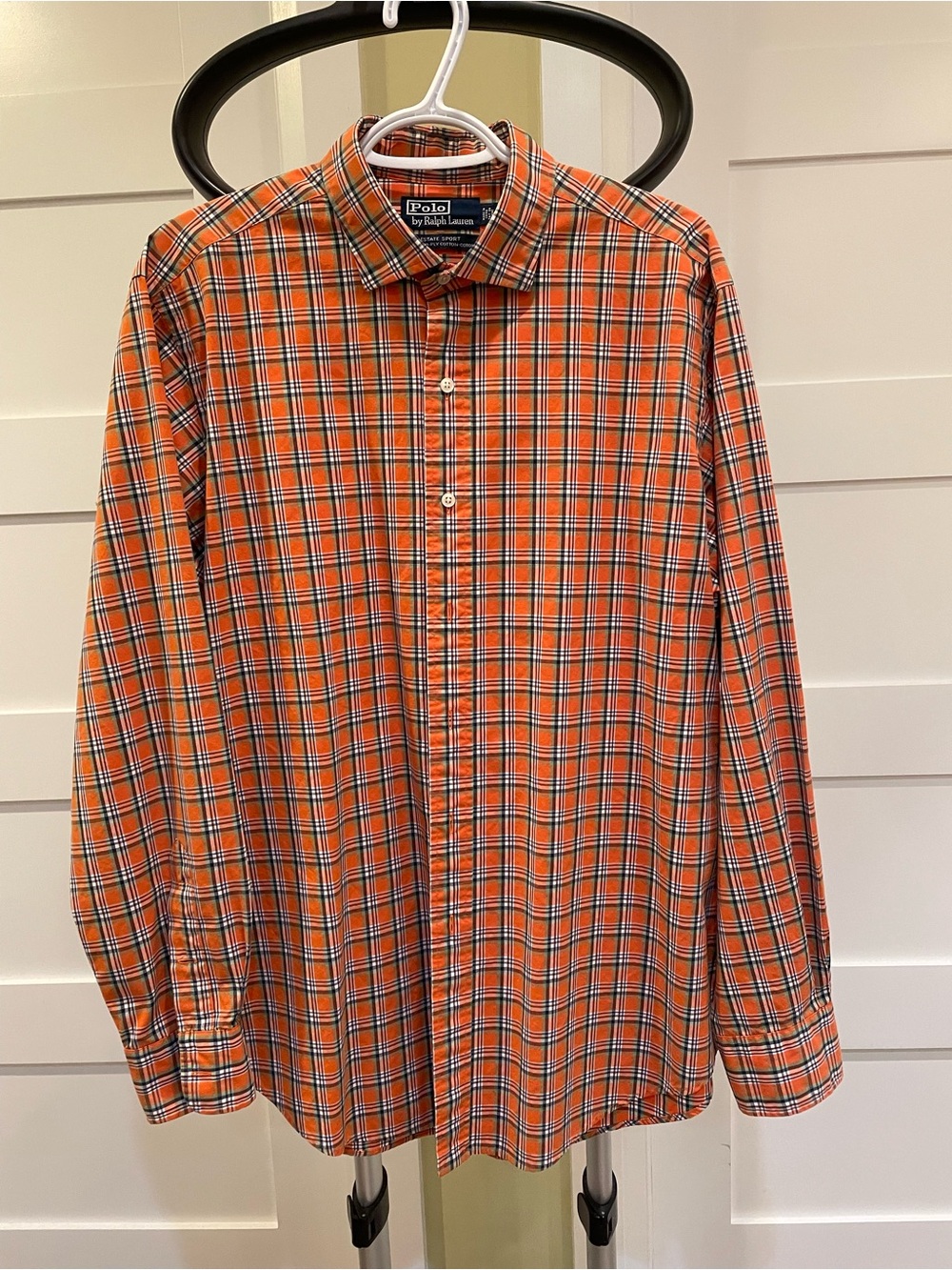 Polo by Ralph Lauren Orange Plaid Cotton Button-Down Shirt
